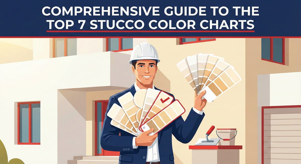 Stucco Champions professional comparing multiple stucco color fan decks to illustrate the top 7 industry color charts.