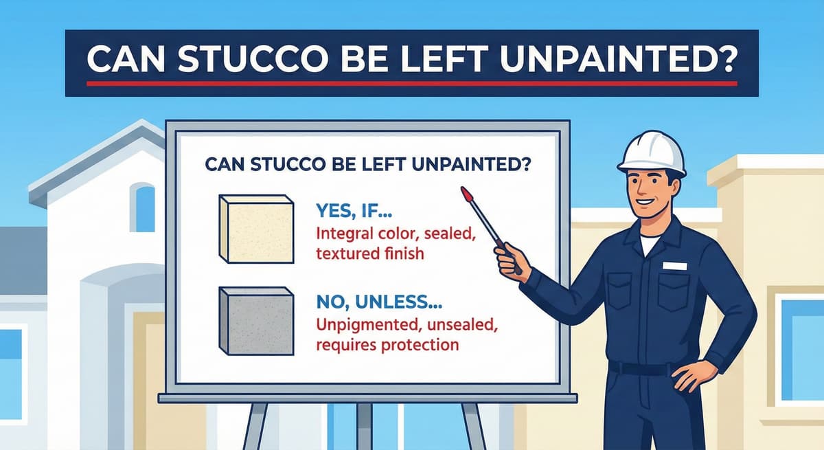Stucco Champions infographic comparing warm earth-tone stucco versus cool modern white stucco to show the impact on curb appeal.