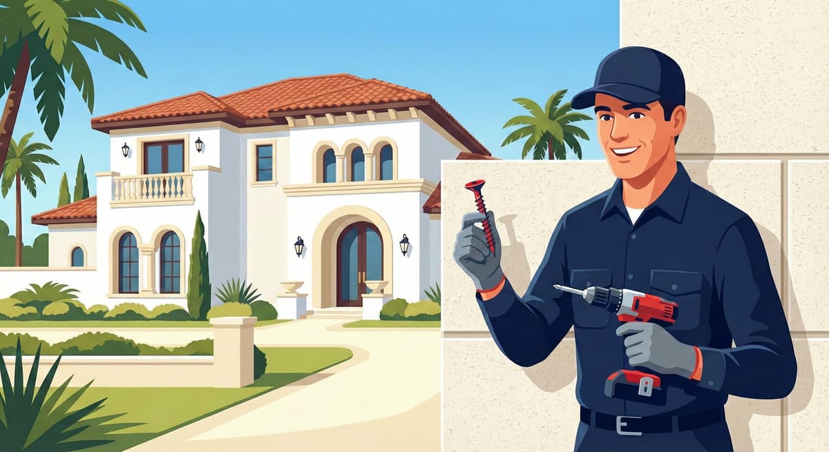 Professional stucco anchor installation showing proper fastening technique with flashing and sealant to protect weep screed drainage systems