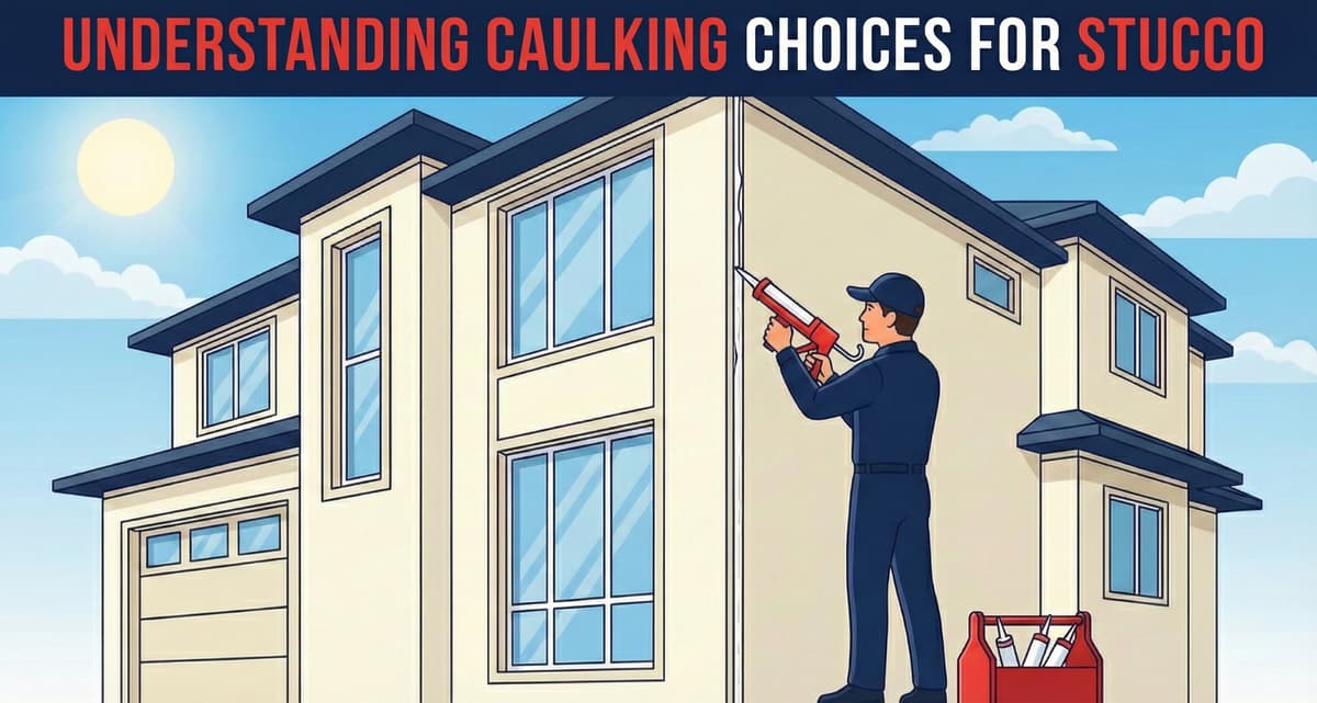 Stucco Champions infographic comparing warm earth-tone stucco versus cool modern white stucco to show the impact on curb appeal.