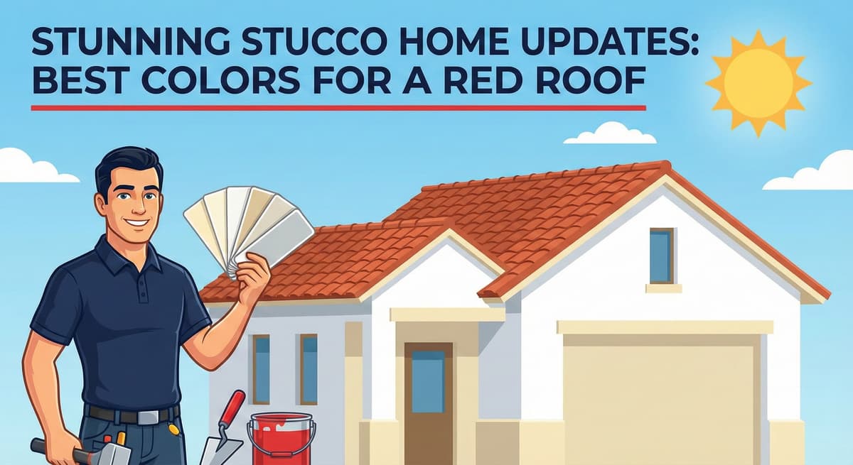 A female building inspector or contractor, wearing a hardhat, points with a pointer to a vertical control joint line on a beige stucco wall while holding a tablet.