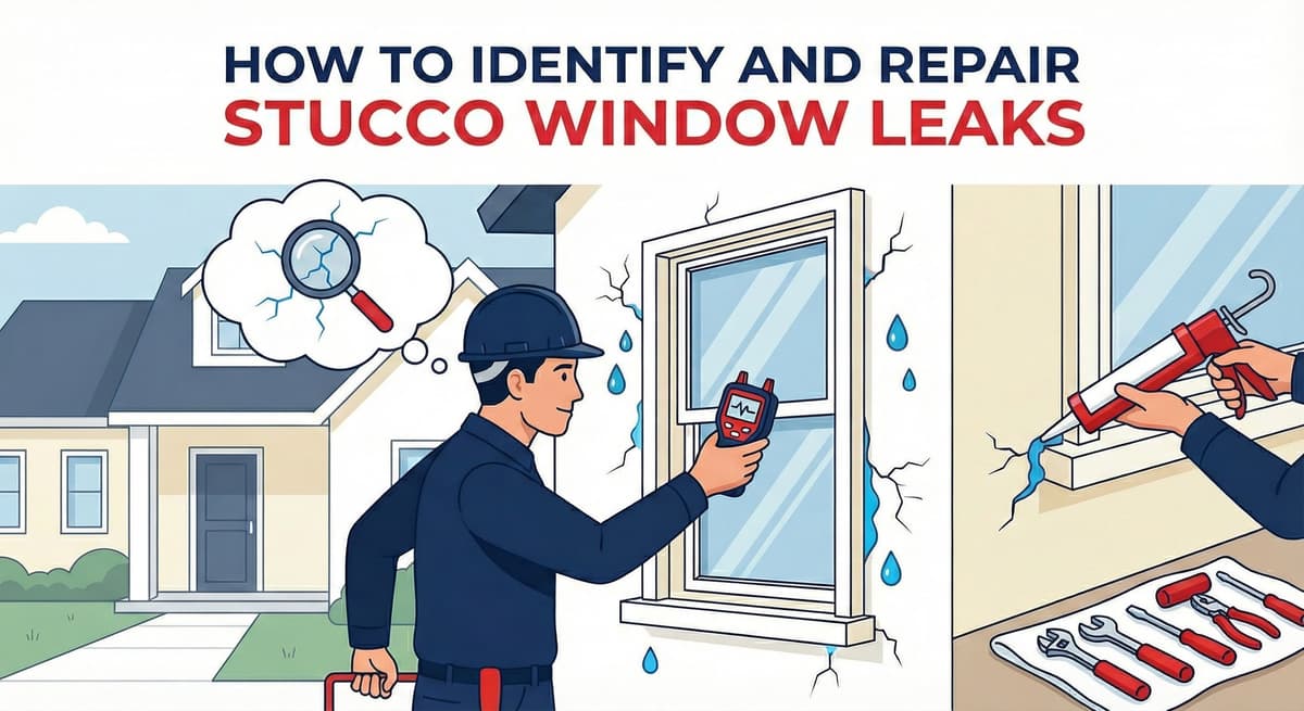 Stucco Champions infographic comparing warm earth-tone stucco versus cool modern white stucco to show the impact on curb appeal.