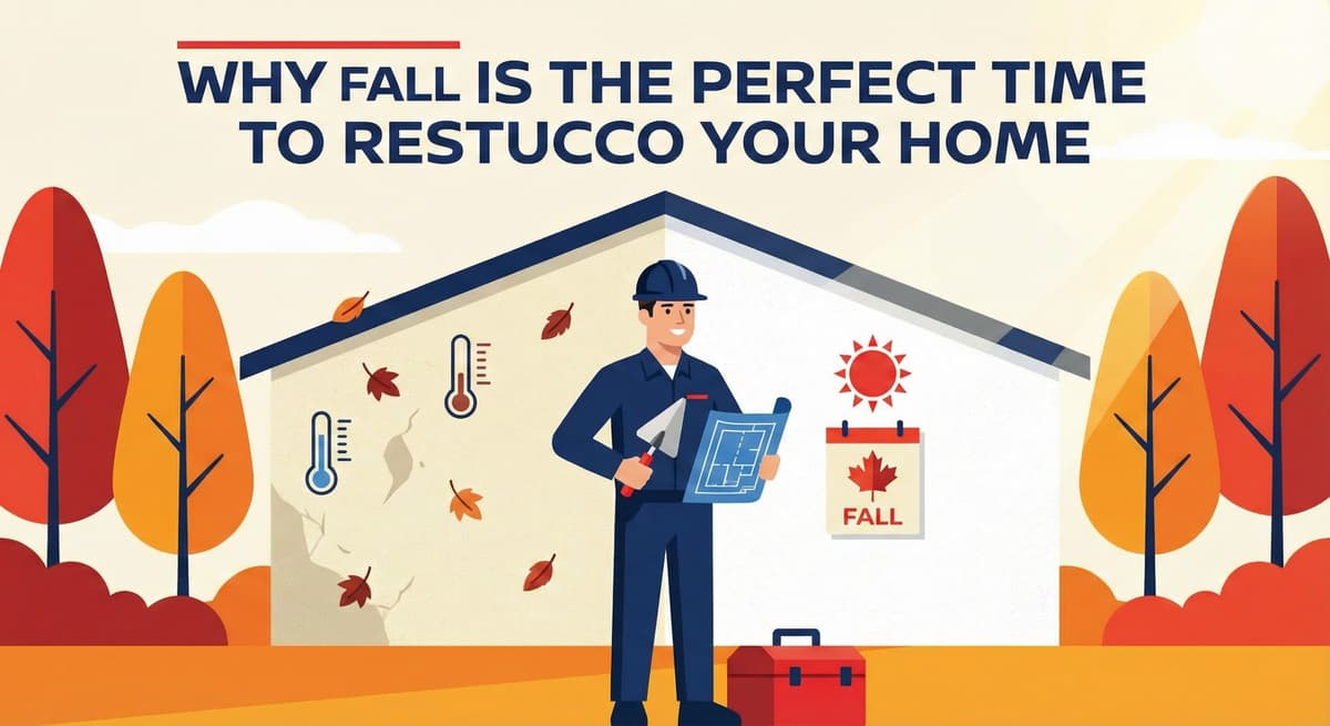Stucco Champions infographic comparing warm earth-tone stucco versus cool modern white stucco to show the impact on curb appeal.