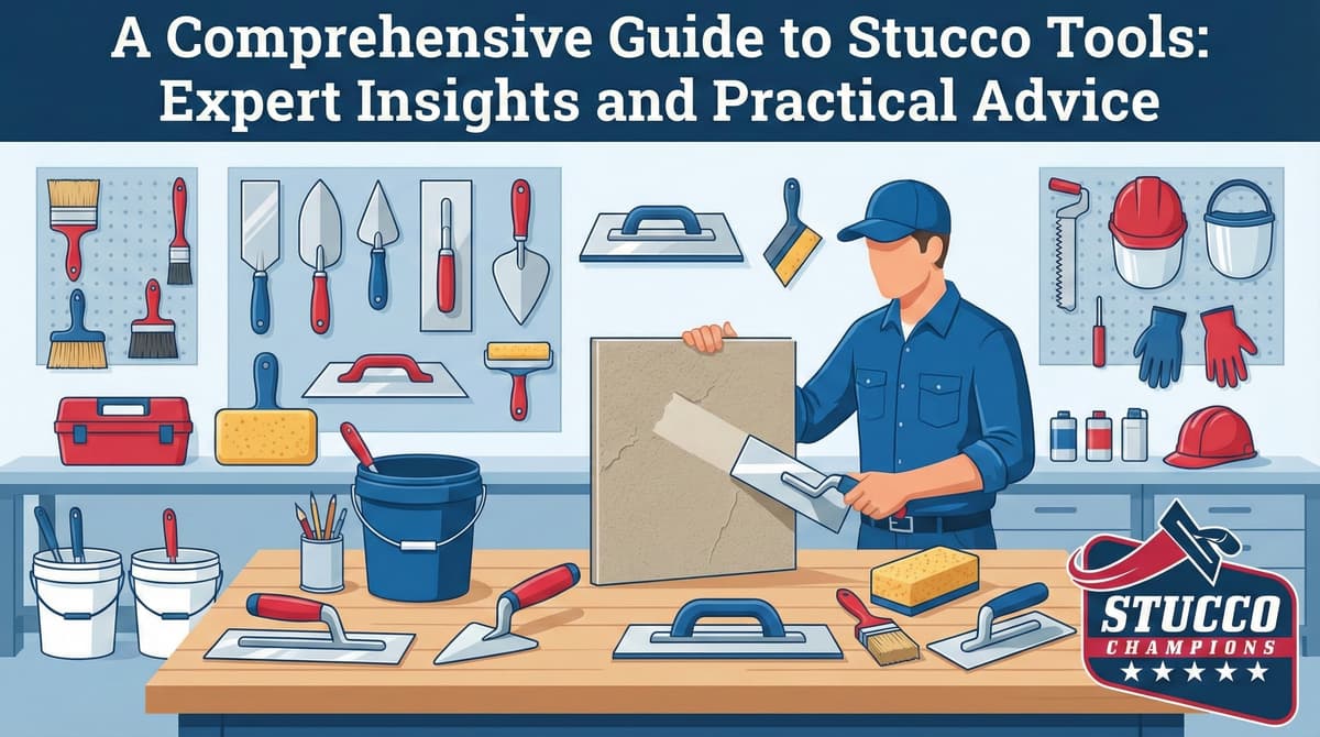 An educational infographic titled "Fog Coating vs. Painting Stucco" featuring a Stucco Champions expert comparing cement-based fog coating with acrylic-based painting finishes.